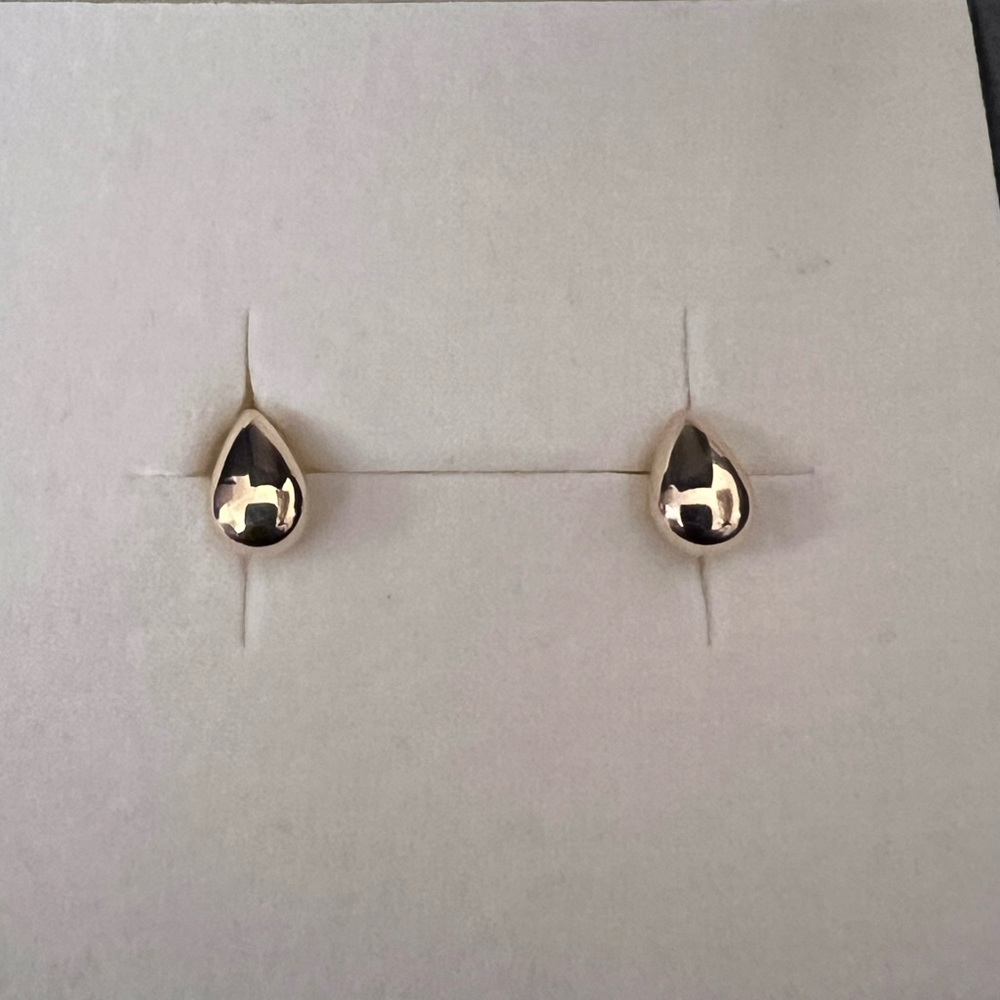 18k Solid Gold Petite Raindrop Stud Earrings - image 1